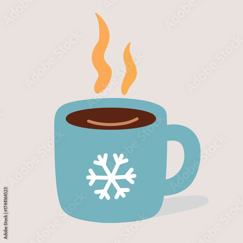 Hot Drink Cup in Flat Cute Style for Winter Cozy Design