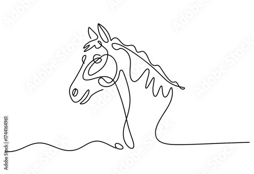 Elegant single line drawing of a horse s head and neck in a minimalist artistic style