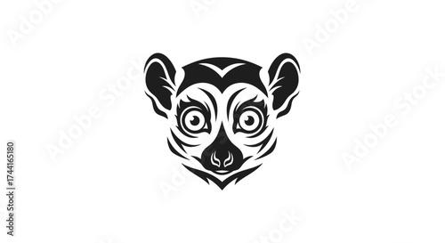 Stylized black and white lemur head logo illustration