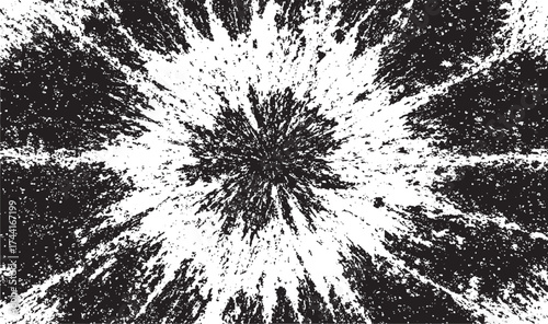 Circular starburst explosion texture. Distressed uneven grunge background. Abstract vector illustration. Overlay to create interesting effect and depth. Isolated on white background.