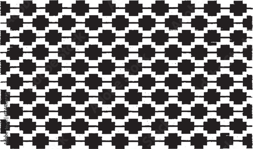Rough, irregular texture composed of monochrome geometric elements. Overlay distressed grunge background. Abstract vector illustration. Isolated on white background. EPS10