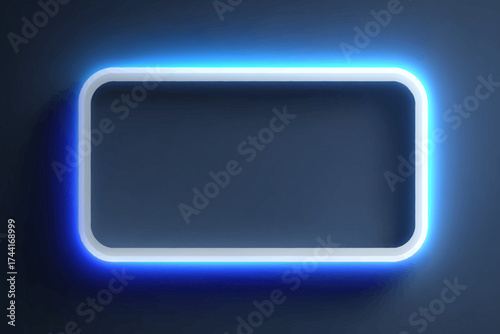 A glowing, rectangular frame with rounded corners, lit with a gradient of blue on a dark background