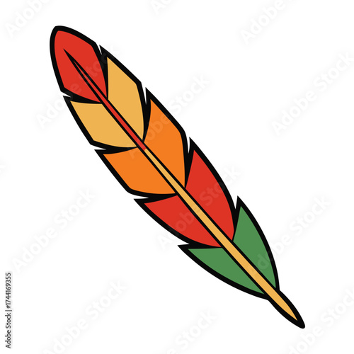 A decorative set of feather vectors, ideal for art design, symbolizing a bird's wing, quill pen, or autumn nature element