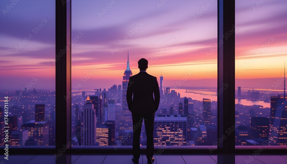 Fototapeta premium Visionary Leader Overlooking the Future – Corporate Leadership Concept