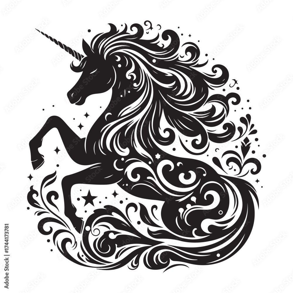 Obraz premium Unicorn silhouette vector set