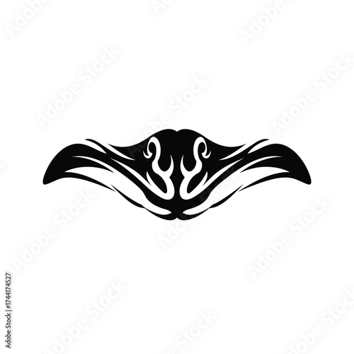 Tribal flame design with symmetrical wings vector illustration