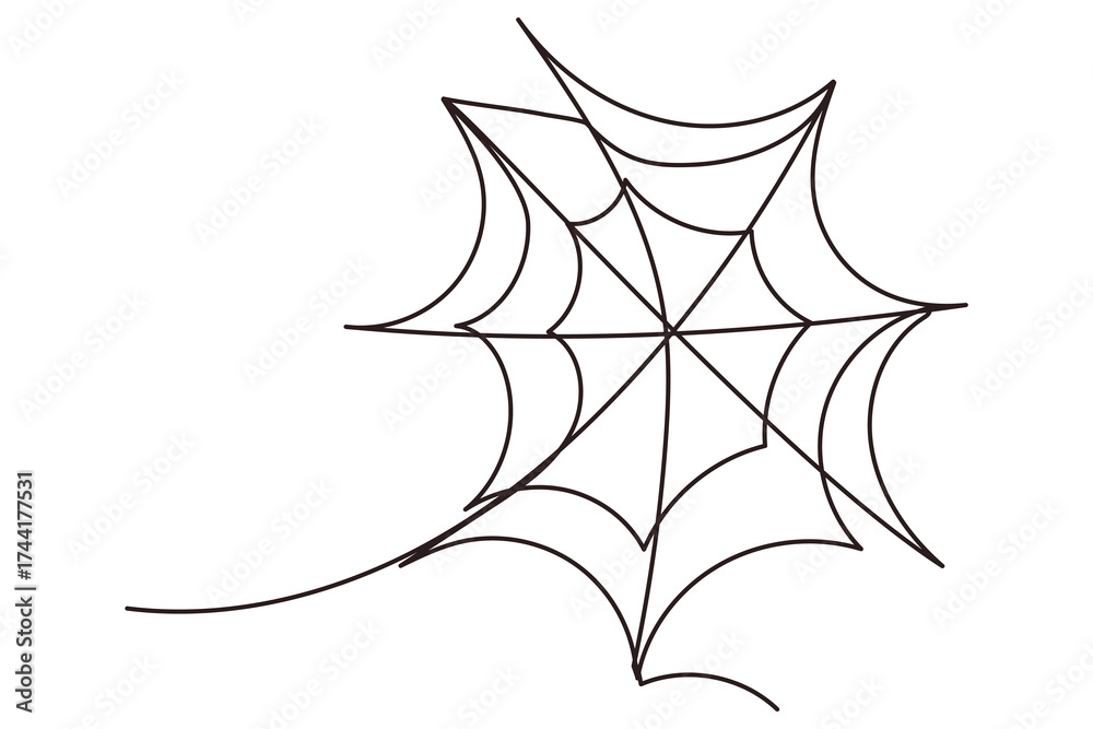 Fotografie Line Art Spiderweb Outline Silhouette