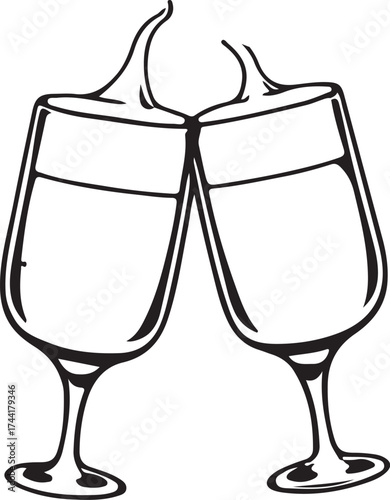 Cheers to Celebration Two elegant champagne glasses clink in a joyous toast, symbolizing friendship, celebration, and the perfect moment.