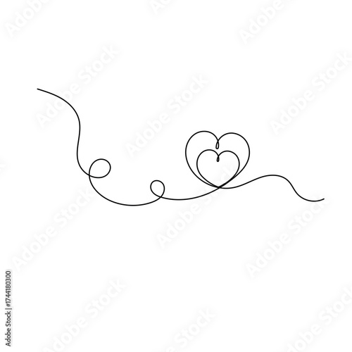 Heart icon continuous one line drawing of outline vector illustration 
