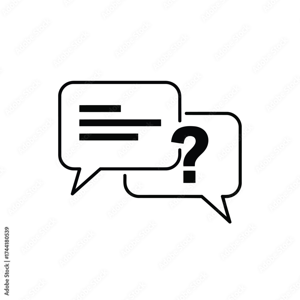 Naklejka premium Vector illustration of speech bubble icons with text and question mark isolated on white background