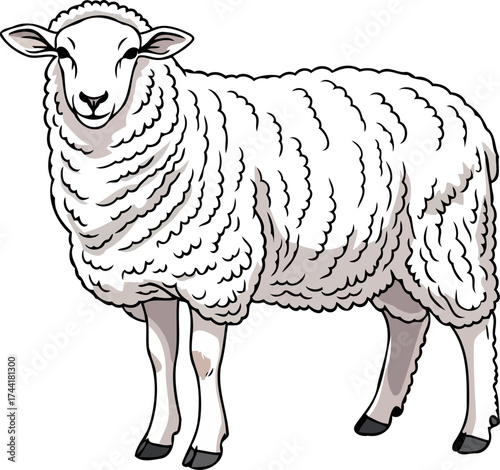 majestic woolly creature a serene portrait of natures gentle grazer, isolated on transparent background