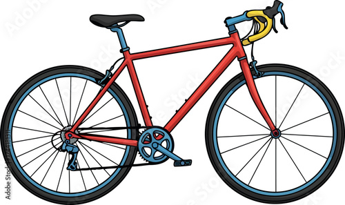 pedal powered freedom iconic red bicycle ready for open road exploration, isolated on transparent background