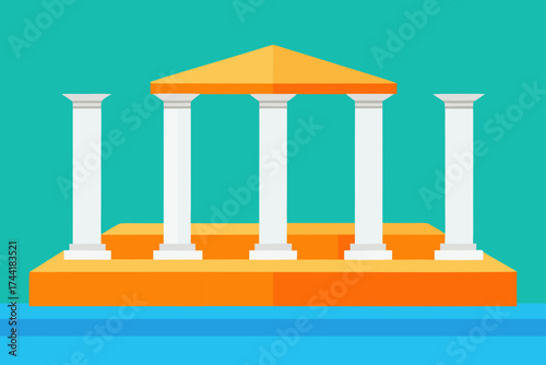 Illustration of a building with columns and steps