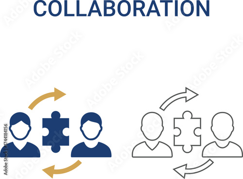 Collaboration Line art icons. Collection of goal setting, team targets, leadership, collaboration, and more. Vector illustration. Easily changes to any color.