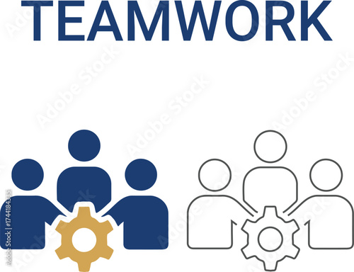 Teamwork Line art icons. Collection of goal setting, team targets, leadership, collaboration, and more. Vector illustration. Easily changes to any color.