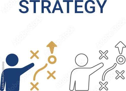 Strategy Line art icons. Collection of goal setting, team targets, leadership, collaboration, and more. Vector illustration. Easily changes to any color.