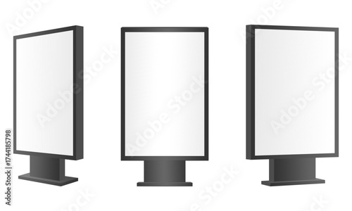 outdoor digital advertising mockup set with different view vector illustration isolated on white background.