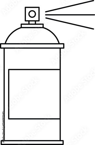 Black outline spray can with mist coming out aerosol