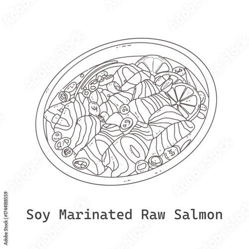 Soy marinated raw salmon