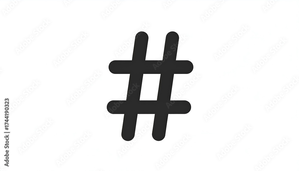 Fototapeta premium Hash symbol on white background, simple design.