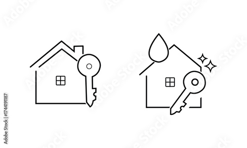 house icon with Key Concept of Real Estate,  and Property  on white background