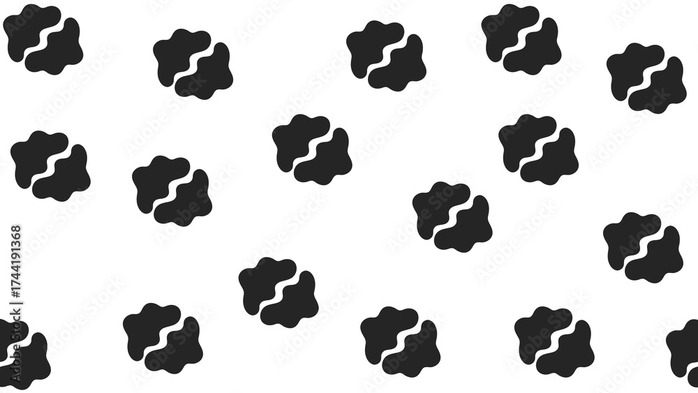 Fototapeta premium Minimalist Black Abstract Ink Blob Shapes Pattern on White Background Vector Illustration