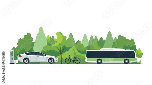 Electric Vehicles and Bicycle in a Green Environment