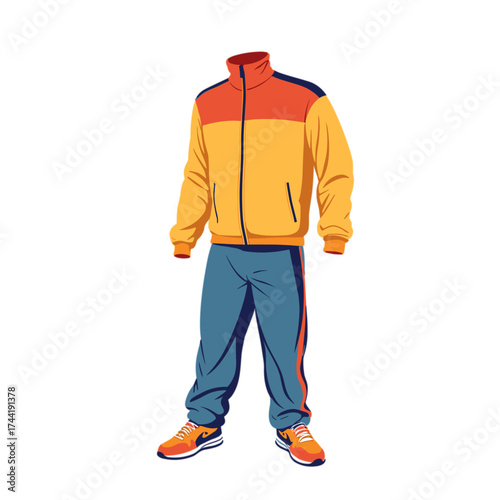 Sporty tracksuit in vibrant colors for athletic wear display  
