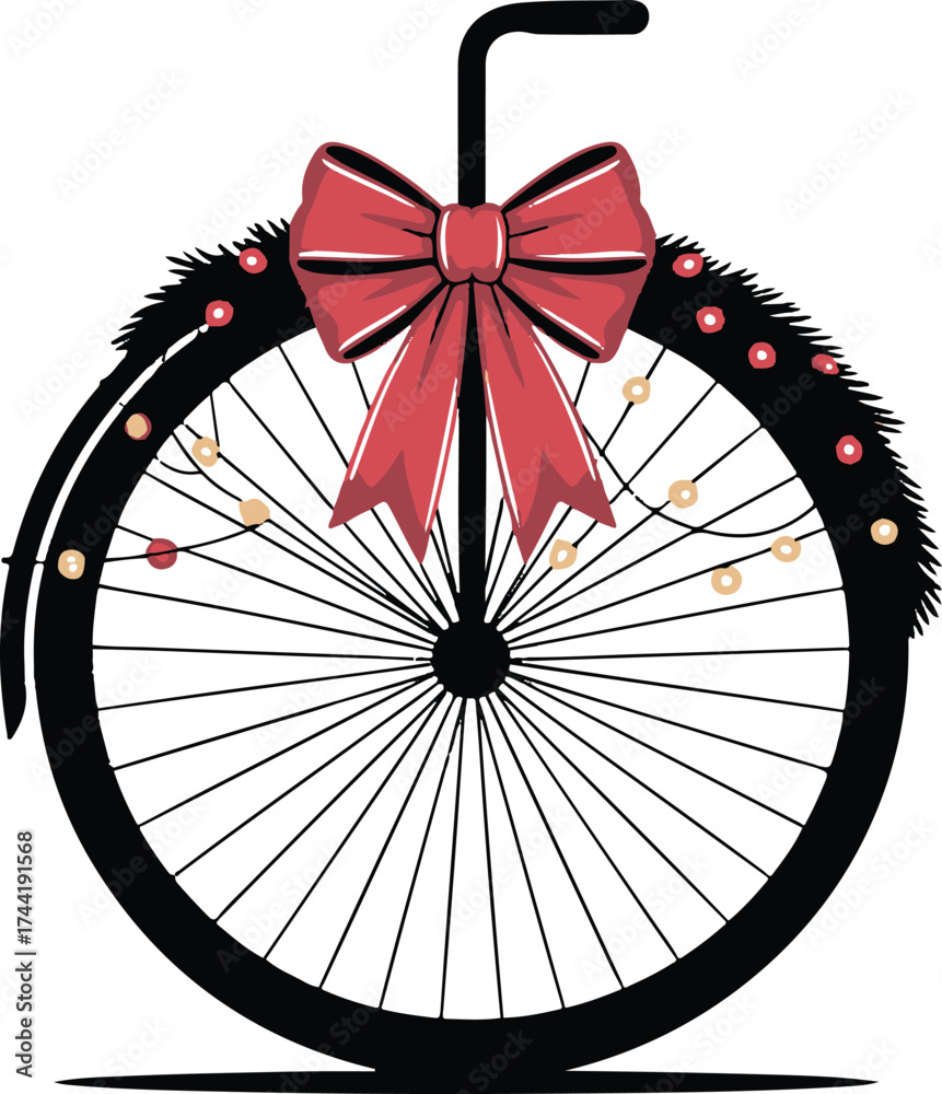 Naklejka premium bicycle with red ribbon