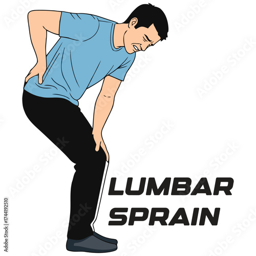 Vector art of man with lumbar sprain
