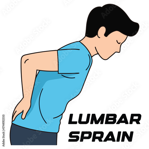 Vector art of man with lumbar sprain pain