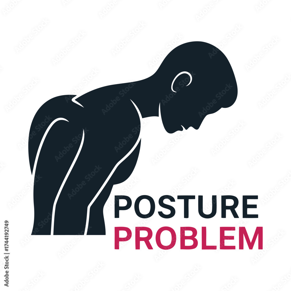 Obraz premium Vector art of man with bad posture problem