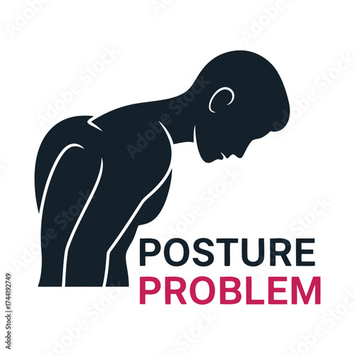 Vector art of man with bad posture problem