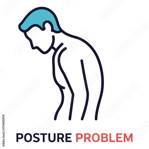 Vector art of man with poor posture