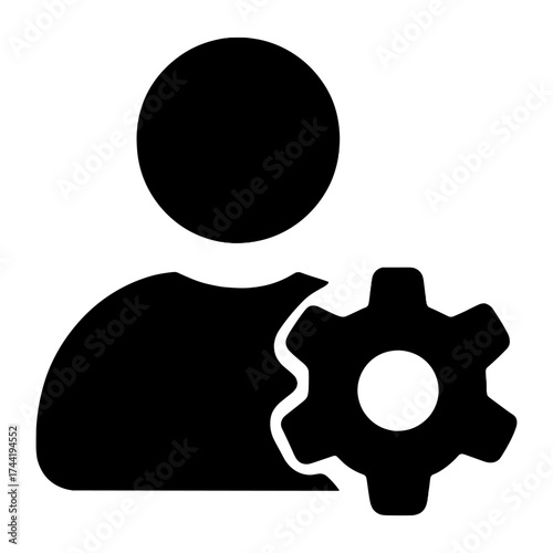 Silhouette of person with gear symbol indicating technical skills or problem solving