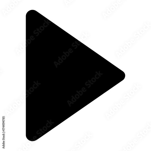 Black triangle play icon on white background
