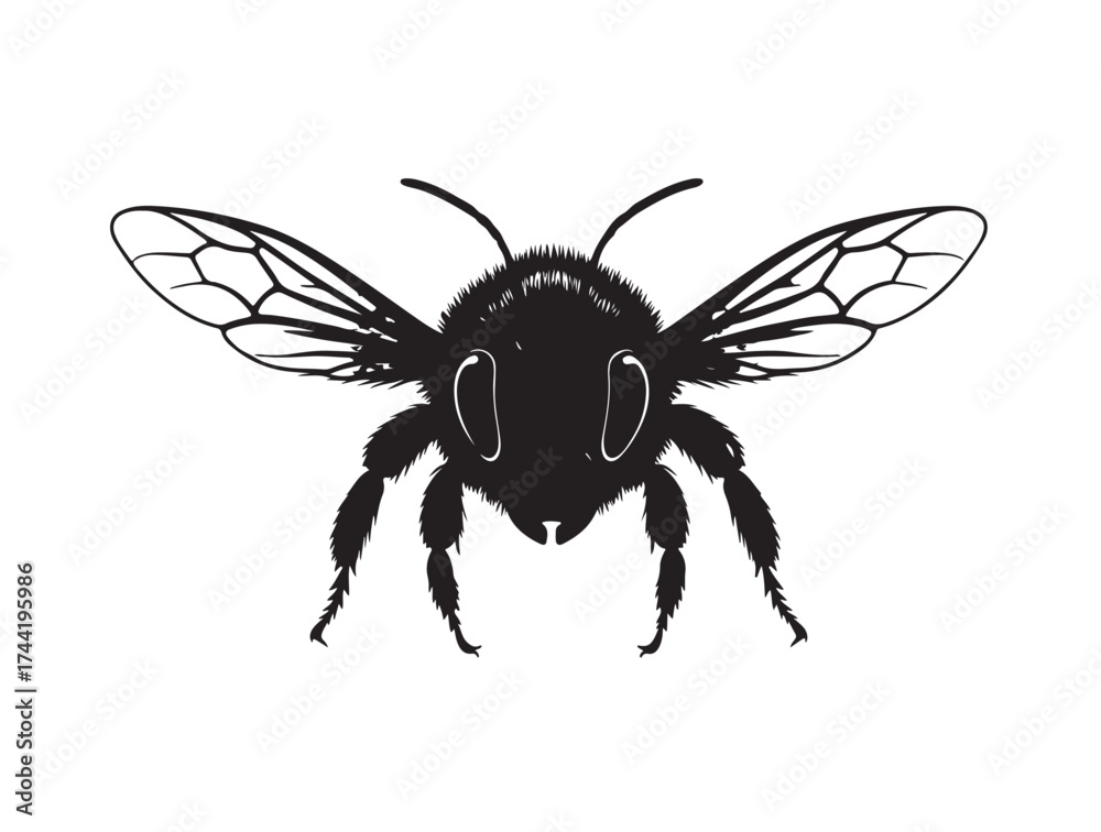 Fototapeta premium Bumblebee head front view.