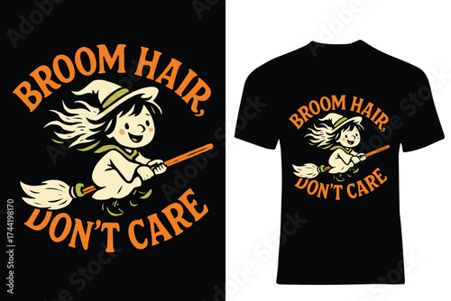 Resting Witch Face T-Shirt Design with Humorous Halloween Theme and Cartoon Witch Graphic