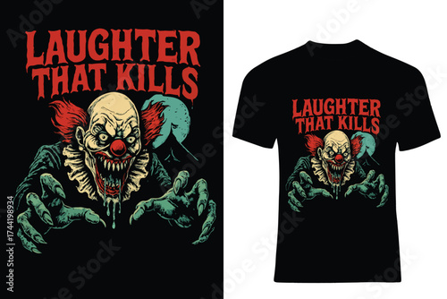 Send In The Nightmares Creepy Clown T-Shirt Design with Bats Graphic for Halloween and Horror Movie Enthusiasts