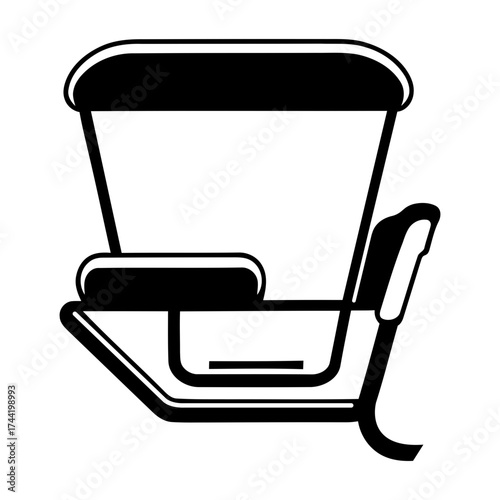 Traditional Rickshaw Spare Part Bold Line Art Vector Design: A modern chair is illustrated in a sleek black and white design, highlighting the minimalist aesthetic and functional elegance.