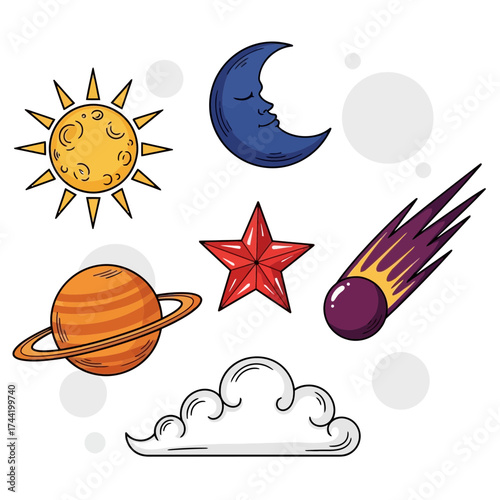 Cosmic Dreams Whimsical Galaxy of Stars, Planets, and Celestial Wonders