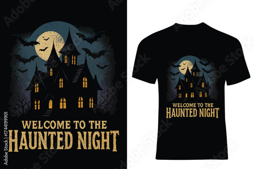 Spooky Halloween T-Shirt Design with Playful Ghosts and Bold Text