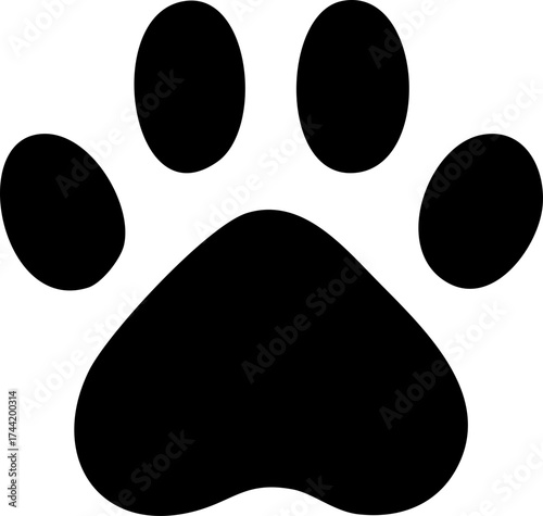 Animal Paw Print Silhouette Icon and Footprint Symbols Vector Illustration