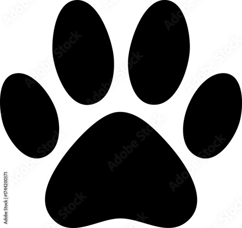 Animal Paw Print Silhouette Icon and Footprint Symbols Vector Illustration