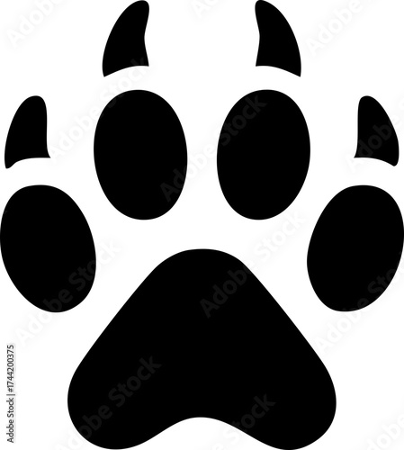 Animal Paw Print Silhouette with Claw Scratch Mark Icon and Footprint Symbols Vector Illustration