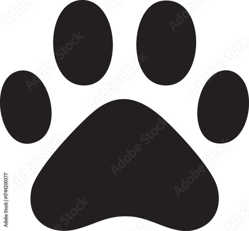 Animal Paw Print Silhouette Icon and Footprint Symbols Vector Illustration