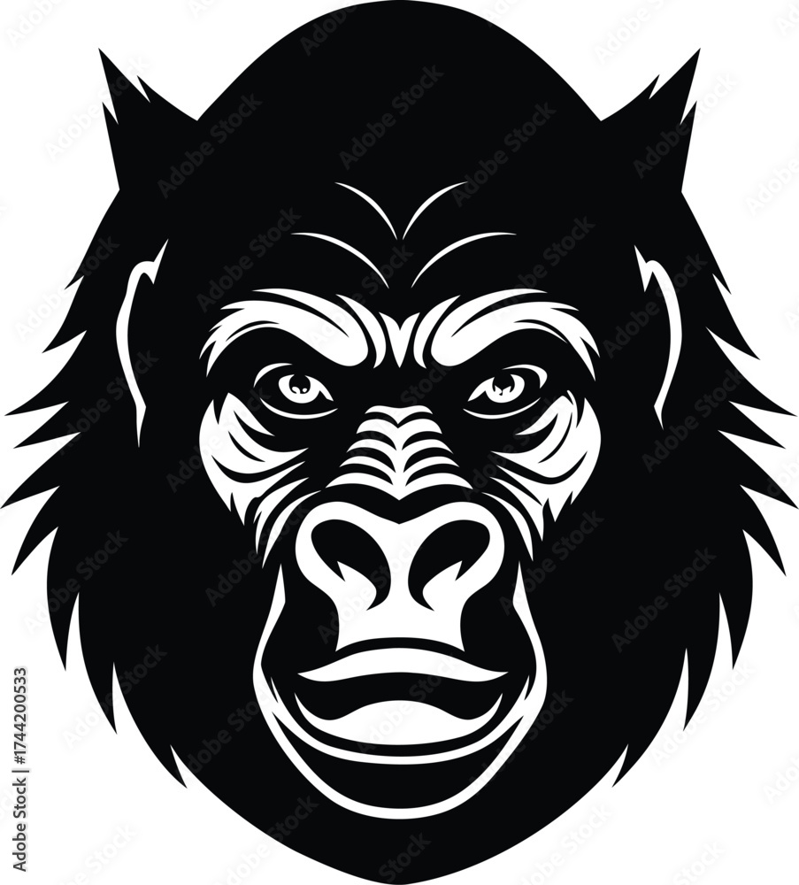 Obraz premium Image DescriptionWild wolf head mascot in a black and white vector illustration with tribal tattoo styling