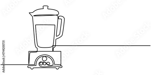 Continuous line drawing of electric blender. Single line illustration of blender home appliance. Kitchen tool concept. Editable outline. 