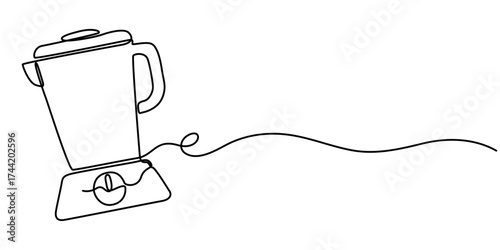 Continuous line drawing of electric blender. Single line illustration of blender home appliance. Kitchen tool concept. Editable outline. 