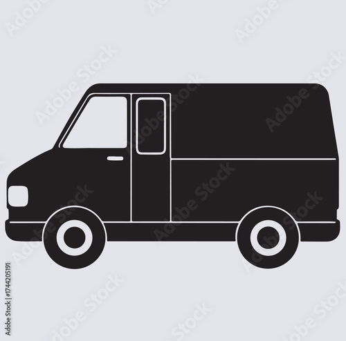 grocery delivery van silhouette vector art illustration, delivery van vector